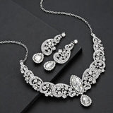 4pcs Jewelry Set l Silver Rhinestone Earrings l Necklace l Bracelet l Prom l Wedding JS-951