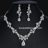 3 Pcs SILVER~GOLD Jewelry Set l Rhinestone Earrings l Necklace l Prom l Wedding  JS-050S