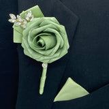 Sage Green Round Bouquet l  Real Touch Roses Bouquet~ BOU-034