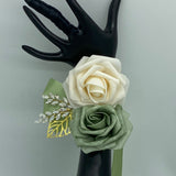 Sage Green Round Bouquet l  Real Touch Roses Bouquet~ BOU-034