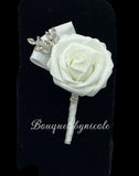 White Roses Brooch Bouquet or DIY Kit ~ WHT-001