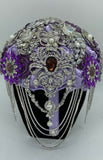 Purple Lavender Round Bouquet l Waterfall bouquet l  Roses Brooch Bouquet BOU-037