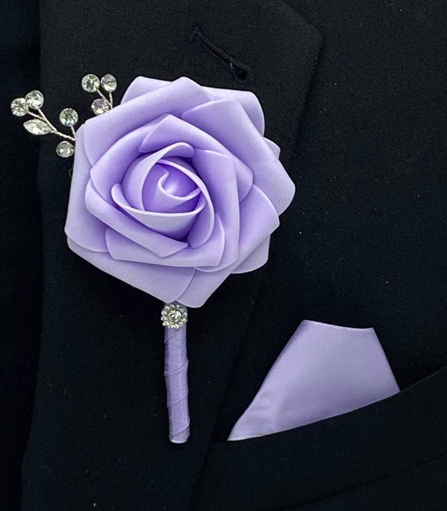 Lavender Men Formal wear Boutonniere, Real Touch Rose Lapel Pin l Groo –  Bouquets by Nicole, image size:895x1024