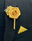 Dark Ivory Gold Round Bouquet l Silk Roses Brooch Bouquet~ BOU-GOLD