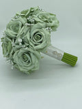 Sage Green Round Bouquet l  Silk Roses Bouquet~ BOU-SAGE3