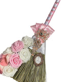 White Pink Round Bouquet l Silk Roses Calla Lily Brooch Bouquet~ BOU-PNK