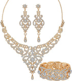 Chandelier Dangle Silver / Gold 3 Pcs. Jewelry Set JS-011