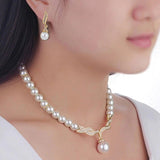 3pcs SILVER~GOLD Jewelry Set l Rhinestone l Pearls Earrings l Necklace l Bracelet l Prom l Wedding JS-902