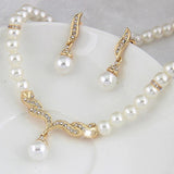 3pcs SILVER~GOLD Jewelry Set l Rhinestone l Pearls Earrings l Necklace l Bracelet l Prom l Wedding JS-902