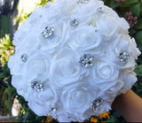 White Roses Brooch Bouquet or DIY Kit ~ WHT-001