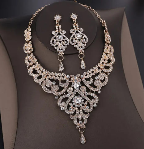 Chandelier Dangle Silver / Gold 3 Pcs. Jewelry Set JS-011