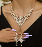 Chandelier Dangle Silver / Gold 3 Pcs. Jewelry Set JS-011