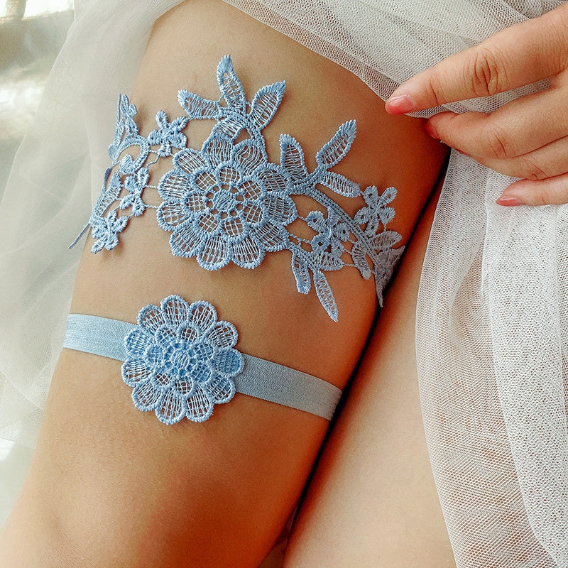 White 2pcs Wedding Bridal Lace Embroidery Garter Set ~ 004G  Bouquets by  Nicole