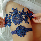 White 2pcs Wedding Bridal Lace Embroidery Garter Set ~ 004G