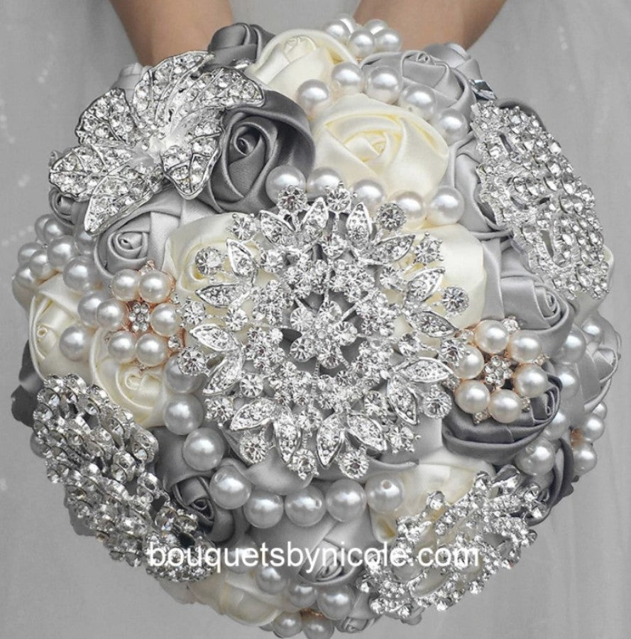 DIY Wedding Bouquet Or Cake Silver Brooch For Dress Set Simulated Pearl  Flower And Crystal Rhinestone Pins From Sihuai06, $6.23