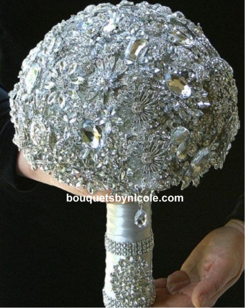 DIY Kit Silver 10" Brooch Bouquet Free Holder KIT-506 – Bouquets by Nicole