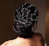 Bridal Hair Brooch Headband Rhinestone Silver or Gold HR-481