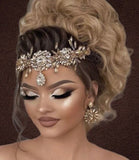 Bridal Hair Brooch Headband Rhinestone Silver or Gold HR-440