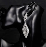MEC-004 Crystal Long Drop Earrings Bridal Wedding