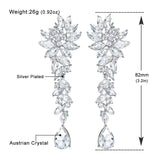 MEC-015 Crystal Long Drop Earrings Bridal Wedding Jewelry
