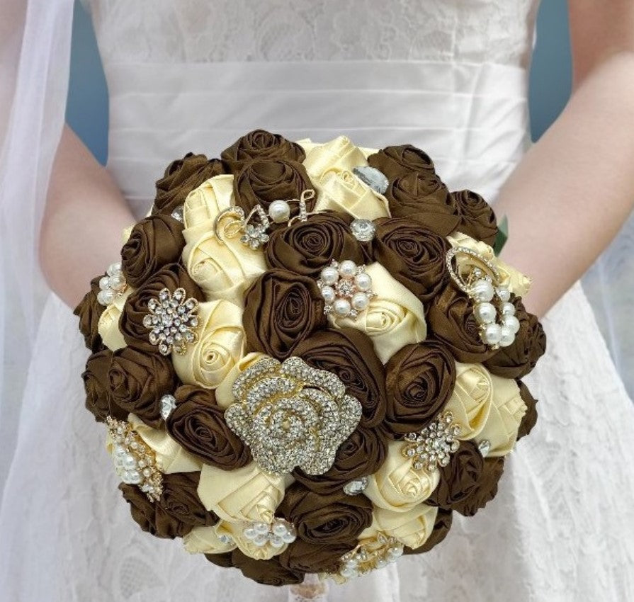 DIY Brooch Bouquet Kit Satin Roses KIT-Goldie