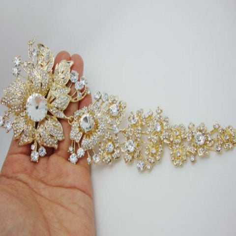 NETTI ~ Cascade Waterfall Ivory Satin Roses Brooch Bouquet