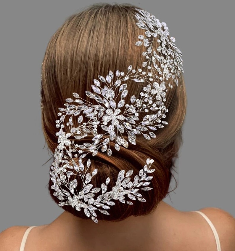 New Swarovski Rhinestone l Vintage l Bridal Vine Hairpiece l Tiara Wedding Hair HP03F Swarovski Crystals l Rhinestone l Vintage l Bridal  main image 2