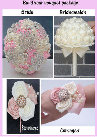 PACK04~ Build Your Bouquet Package Satin Roses Bouquet