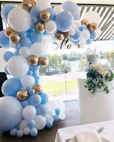 Balloon Garland Kit Blue White Gold Balloon Arch Wedding Bridal Shower Birthday Party Baby Shower Decoration.