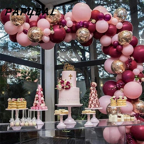 110pcs/Set Baby Pink Burgundy Balloons Garland Arch Kit Confetti Birthday Wedding Baby Shower Anniversary Party Decoration