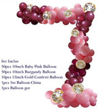 110pcs/Set Baby Pink Burgundy Balloons Garland Arch Kit Confetti Birthday Wedding Baby Shower Anniversary Party Decoration