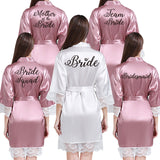 Lace Women Robes Plus Size Wedding Party Gift Kimono Satin