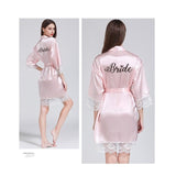 Lace Women Robes Plus Size Wedding Party Gift Kimono Satin