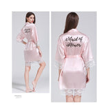 Lace Women Robes Plus Size Wedding Party Gift Kimono Satin