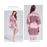 Lace Women Robes Plus Size Wedding Party Gift Kimono Satin