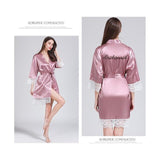 Lace Women Robes Plus Size Wedding Party Gift Kimono Satin