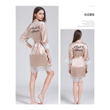 Lace Women Robes Plus Size Wedding Party Gift Kimono Satin