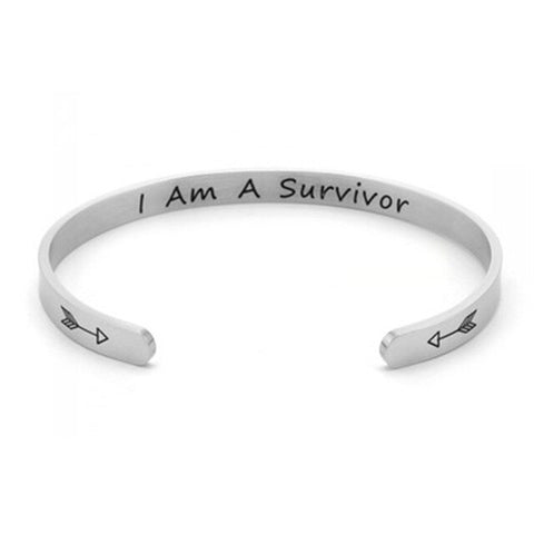 I Am A Survivor Bracelets Titanium Encouragement Bangle