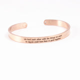 Rose Gold Stainless Steel 6mm Positive Inspirational Bracelet Engraved Quote Mantra Bracelet Open Cuff Bangle For Women Men