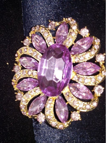 Brooch Purple Pendant Pin Rhinestone Crystal BR-997