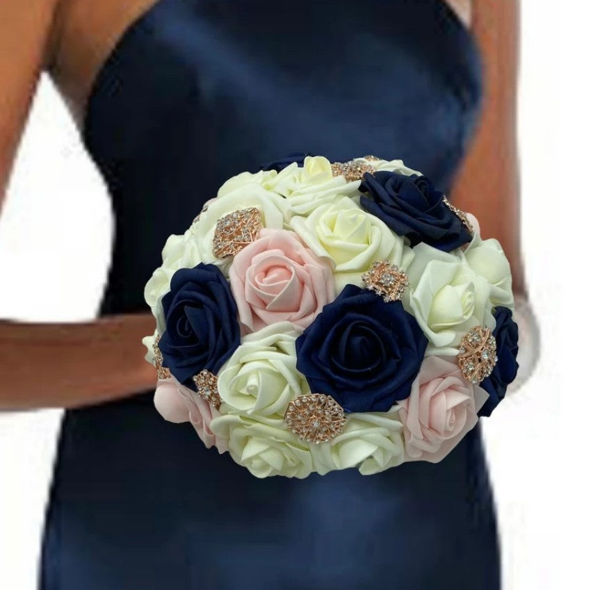 CB-011 ~ Made to Order Dark Red & Ivory Real Touch Rose Brooch Bouquet –  Bouquets by Nicole