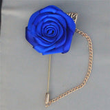 Red Mens Formal wear l Lapel Leaf Chain Pin l Satin rose l Groom Boutonniere l Wedding l Groomsmen BOUT-F001