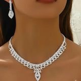 4pcs Jewelry Set l Rhinestone Earrings l Necklace l Bracelet l Prom l Wedding JS-941