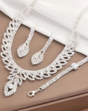 4pcs Jewelry Set l Rhinestone Earrings l Necklace l Bracelet l Prom l Wedding JS-941
