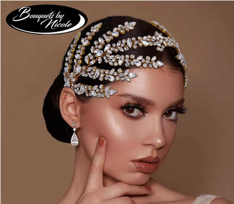 Bridal Hair Brooch Rhinestone Silver or Gold HP-012
