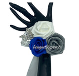 Royal Blue ~ Customized Boutonniere l Lapel Pin l Wrist Corsage l Real Touch Roses l Prom l Formal BOUT-039