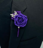 RT05 ~ Lavender Purple White Real Touch Roses Brooch Bouquet or DIY KIT