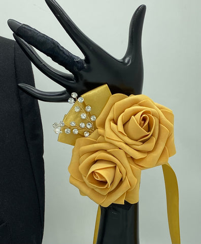 Dark Yellow ~ Customized Boutonniere l Lapel Pin l Real Touch Roses l Bouquets by Nicole Dark Yellow ~ Customized Boutonniere l Lapel Pin l Real Touch Roses l Bouquets by Nicole