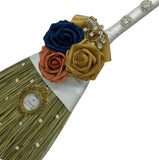 Customized Wedding Jumping broom l Burnt Orange l Navy l White Traditional Wedding Broom l Heirloom African American Heritage