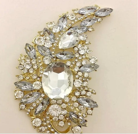 Large Silver or Gold Rhinestone Brooch BR-700